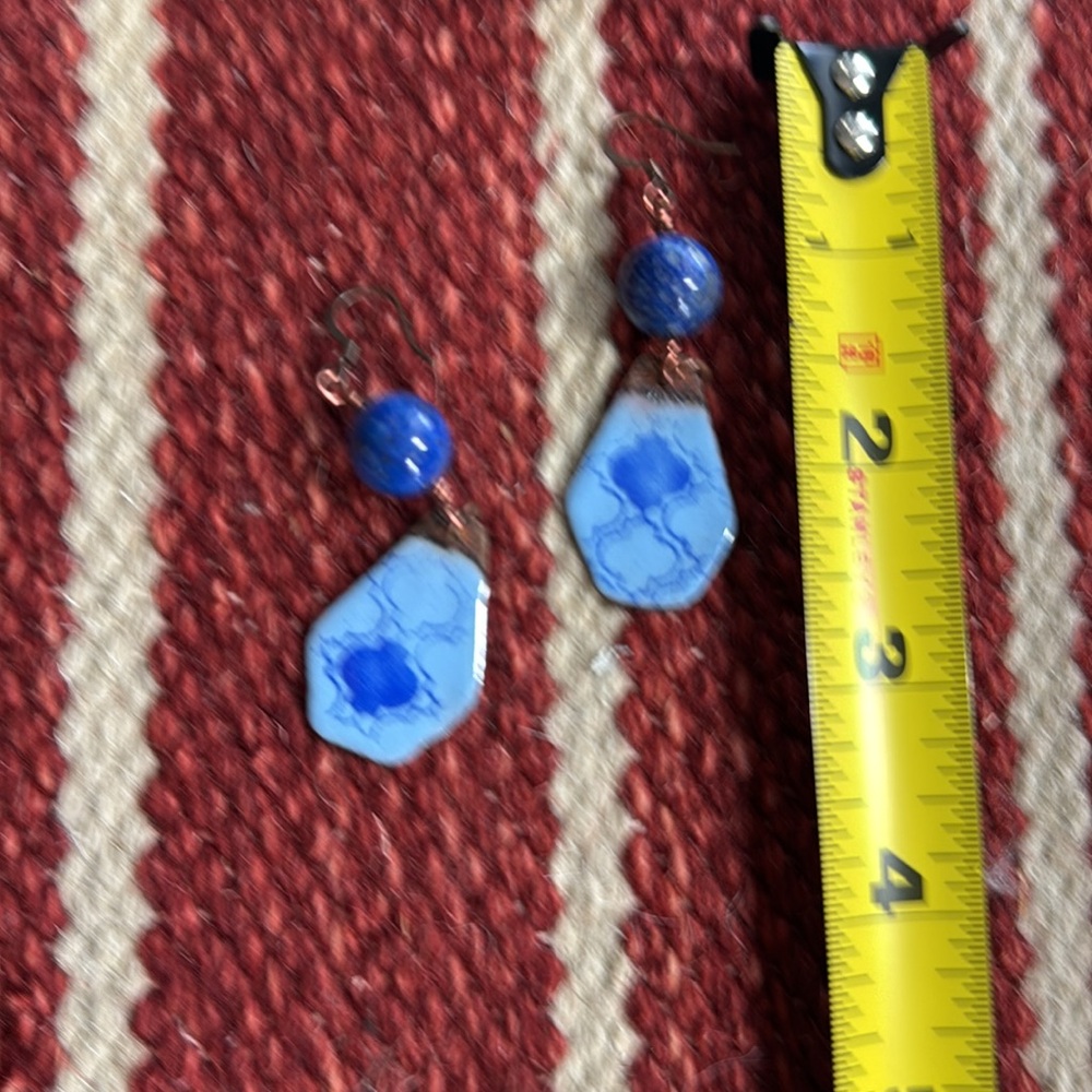 Handmade lapis and copper earrings